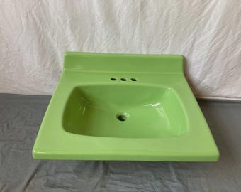 Vtg NOS 22x25 Ceramic Fresh Lime Green Porcelain Bath Wall Sink Kohler 97-26E
