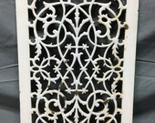 VTG White Porcelain Cast Iron Antique Heat Grate Grill Cover 12x18 Old 626-22B