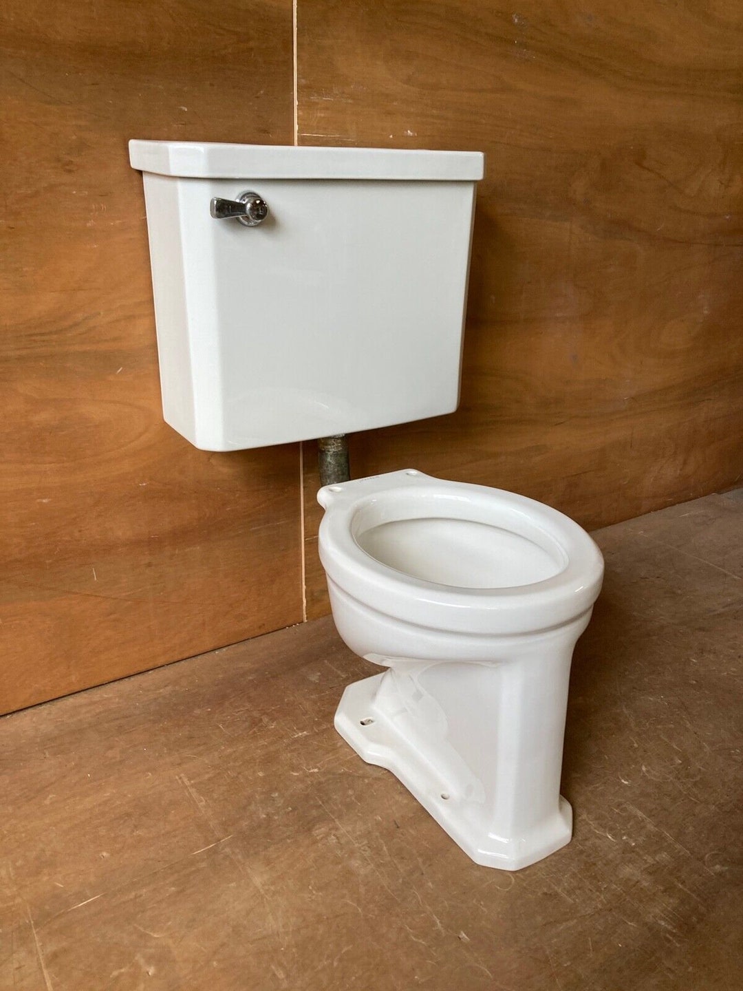 Vtg Mid Century White Porcelain Toilet Tank Lid Bowl Old Deco Etsy