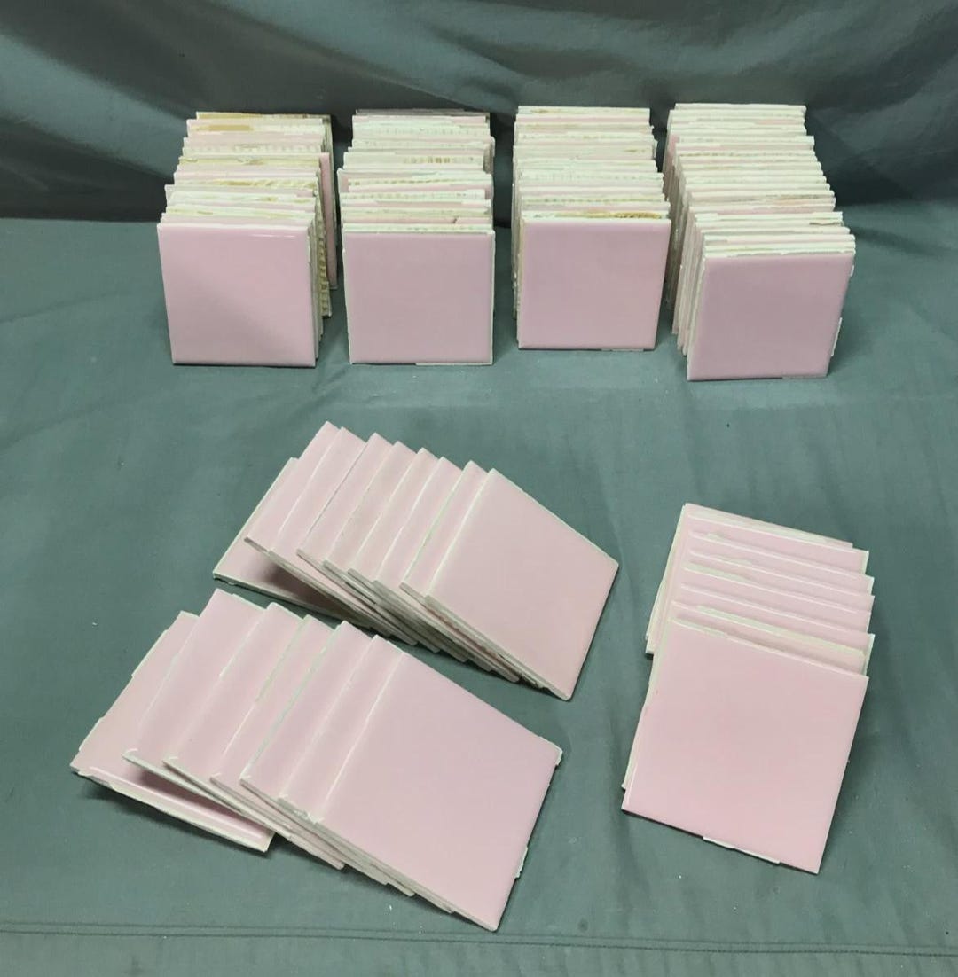 VTG Lot 100 Pink STYLON Ceramic Bathroom Tiles 4