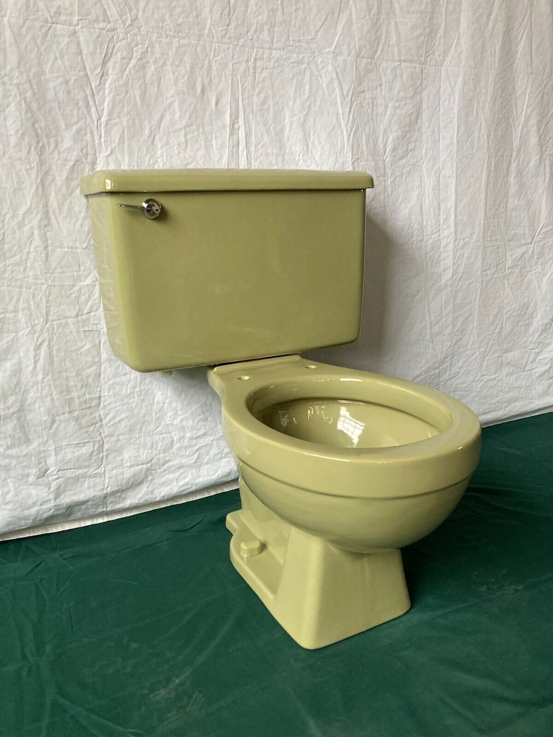 Vintage Avocado Green Porcelain Toilet Old Crane Bathroom We Ship 687 ...