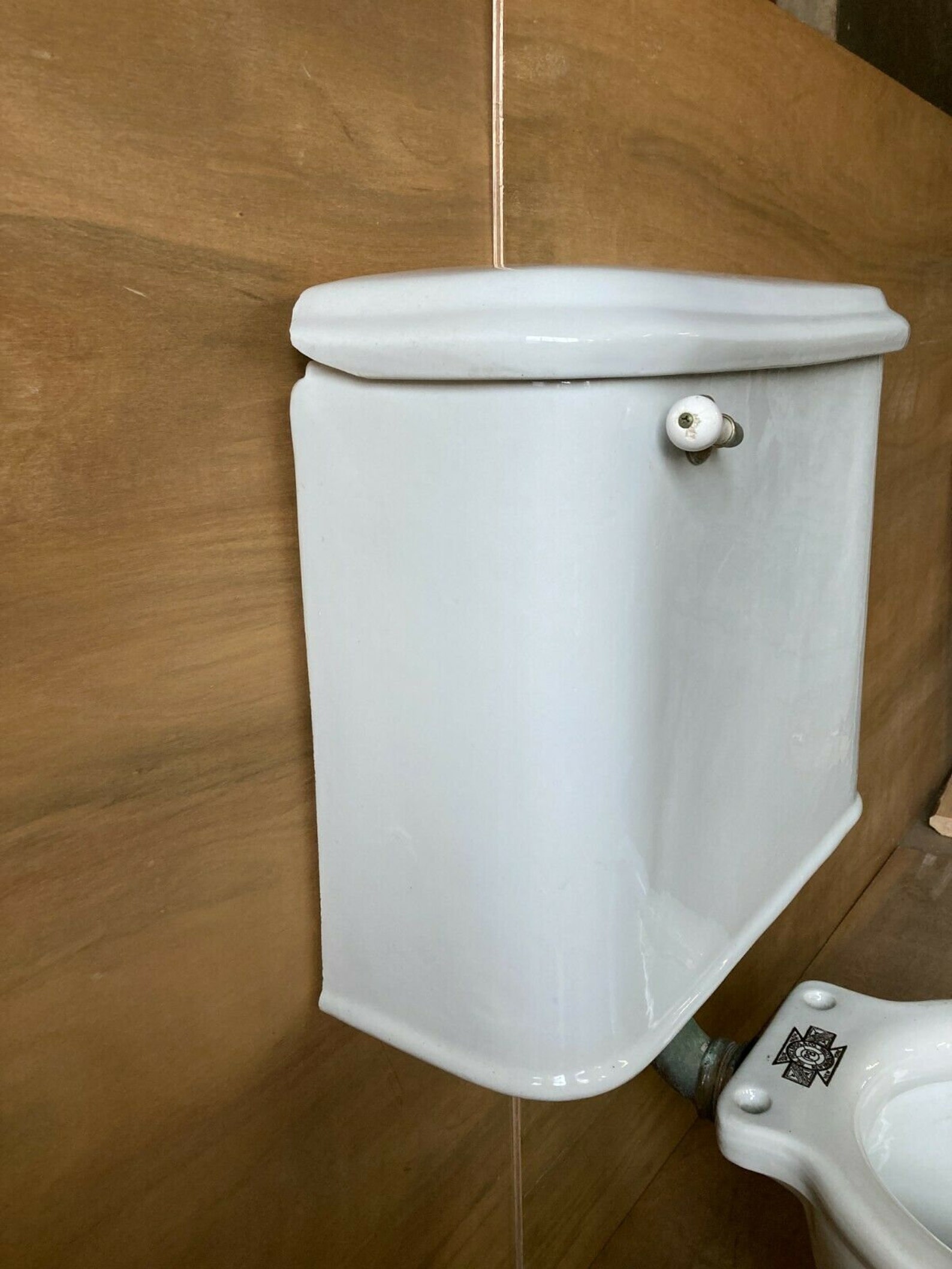 Antique White Porcelain Complete Toilet Bowl Tank Lid Old Vtg Etsy