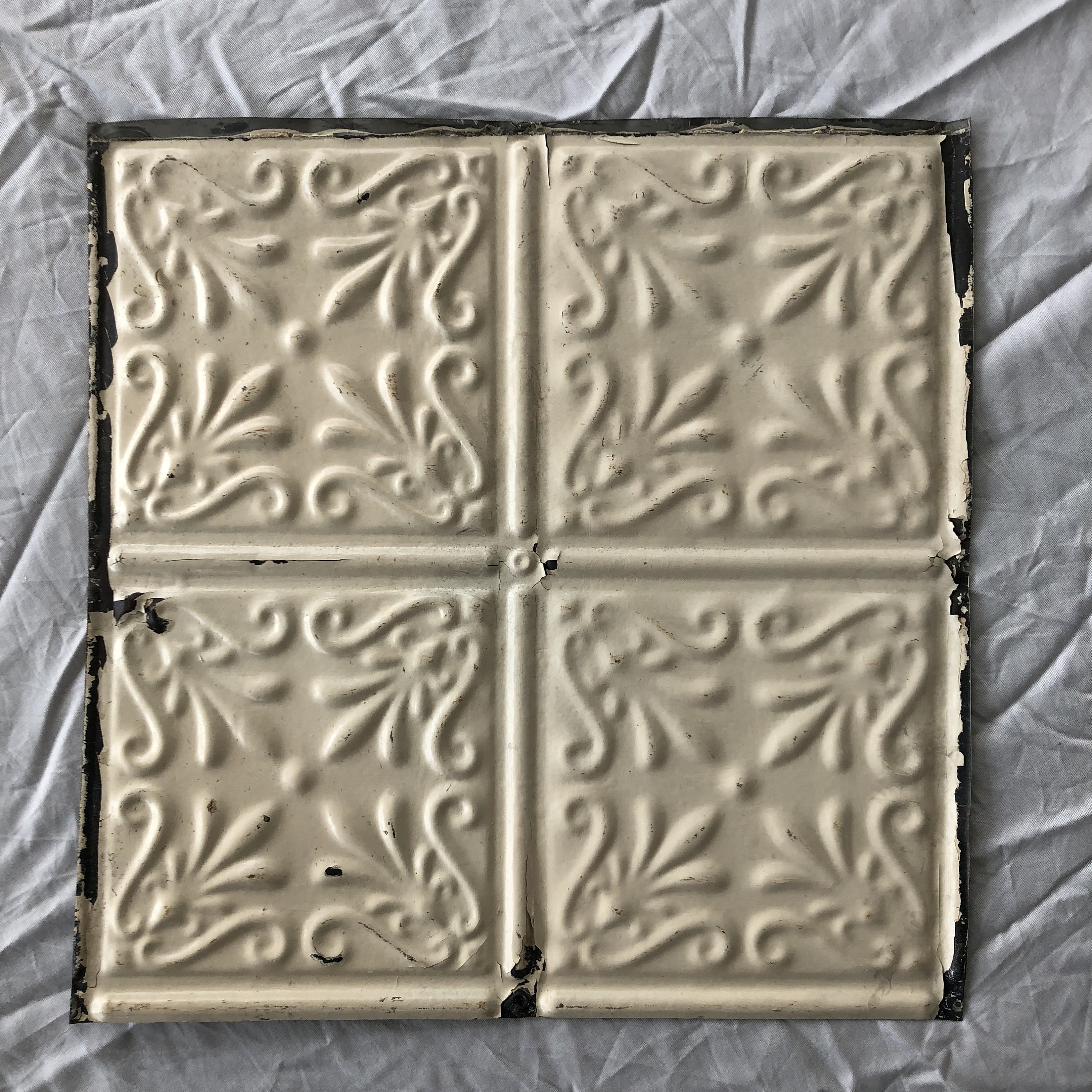 Authentic 1890 S Tin Ceiling Tile Panel Putty 12 X 12 Metal Reclaimed 2 19