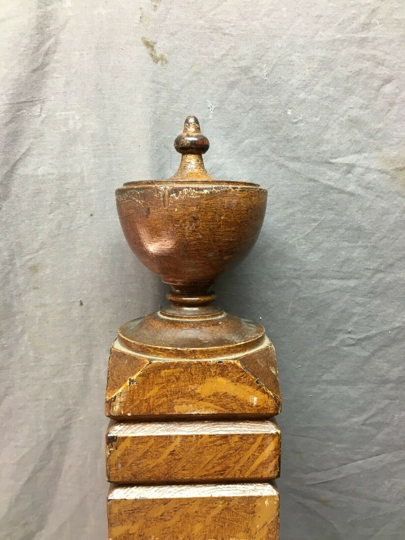 Antique Decorative Urn Top Finial Wood Newel Post 5x46 VTG Etsy UK