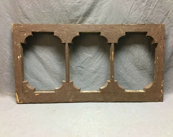 Antique 3 Light Victorian Window Transom Sash 18x35 Brown Vintage 603-20B