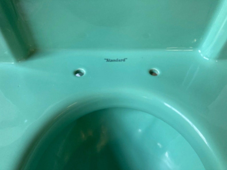 Vtg Mid Century Ceramic Deco Low Boy Toilet Jadeite Ming Green Etsy