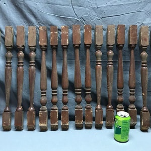 Antique Lot 15 Turned Wood Pine 2x20 Spindles Staircase Old Vintage 59-23B image 3