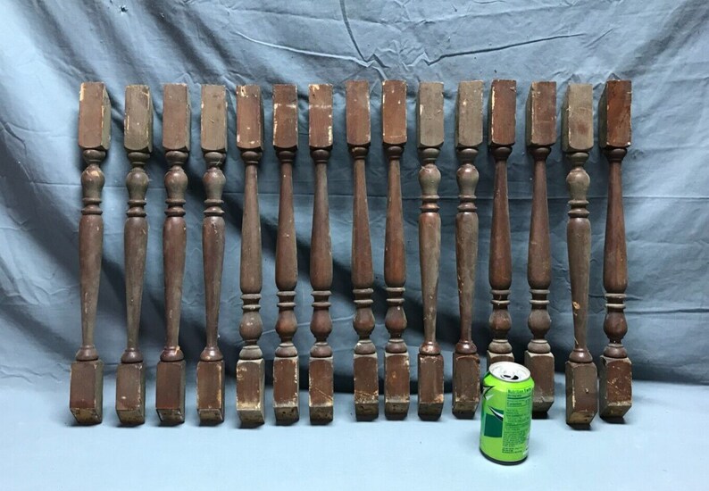 Antique Lot 15 Turned Wood Pine 2x20 Spindles Staircase Old Vintage 59-23B image 3