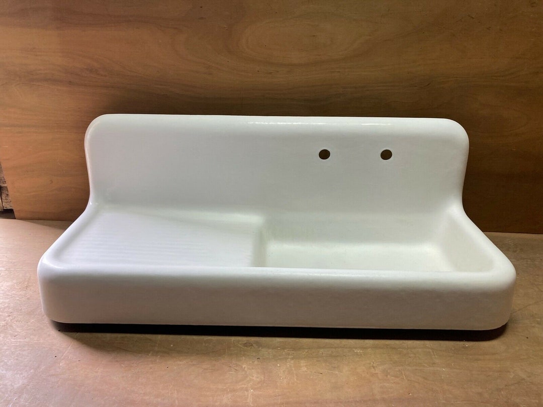 Antique High Back Farmhouse Cast Iron Porcelain Kitchen Sink 52 Kohler