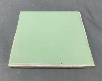 1(One) Vintage WENCZEL USA Ceramic Jadeite Green Bathroom Tile 4x4 SAMPLE 606-25B