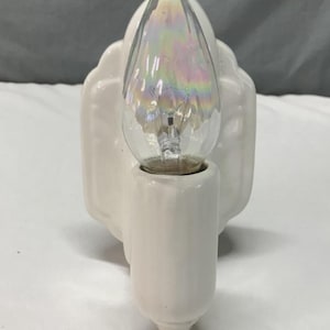 1 Antique Vintage ONE White Porcelain Sconce Art Deco Wall Light Fixture Old 858-25B
