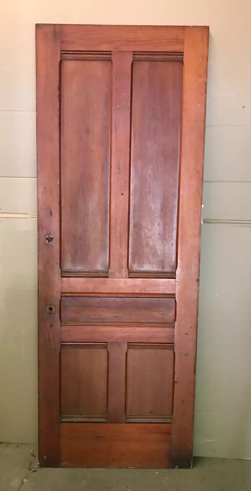 Antique Single VTG 32x87 1920's Interior 5 Panel Cherry Wood Door