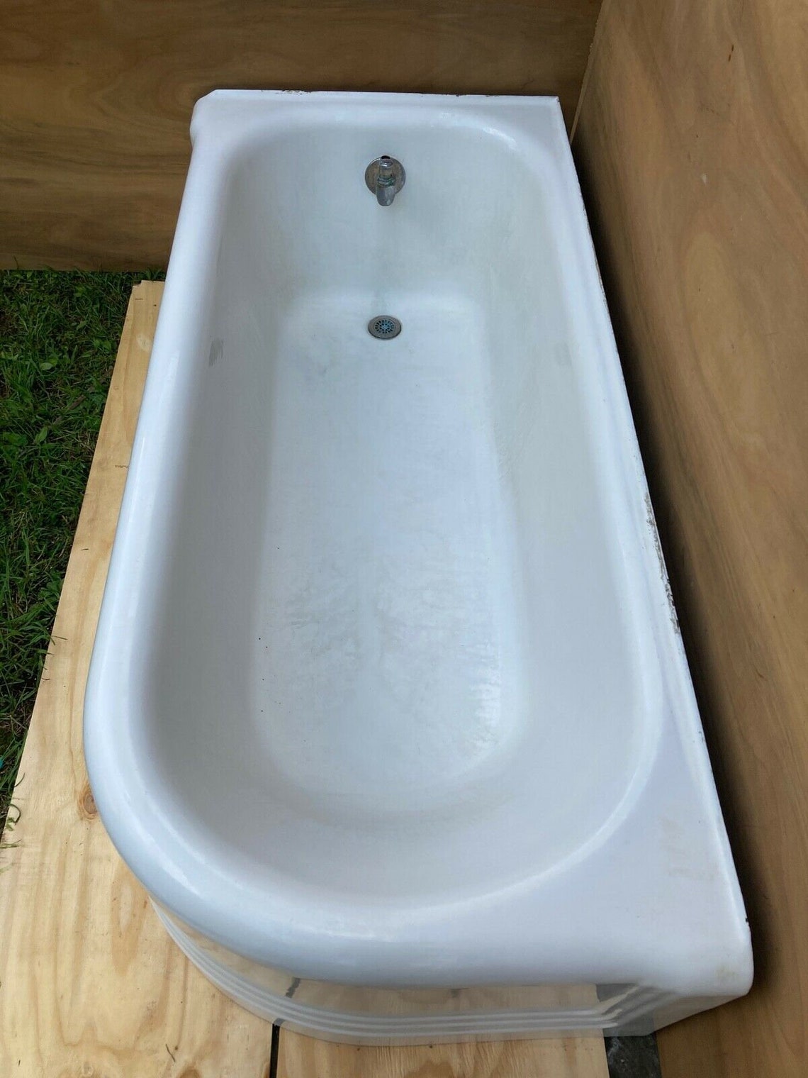 Antique 5 1/2' Cast Iron White Porcelain Alcove Tub Vtg Etsy