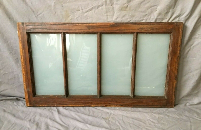 Vintage Oak 4 Lite Kitchen Cabinet Transom Window Sash Milk Etsy