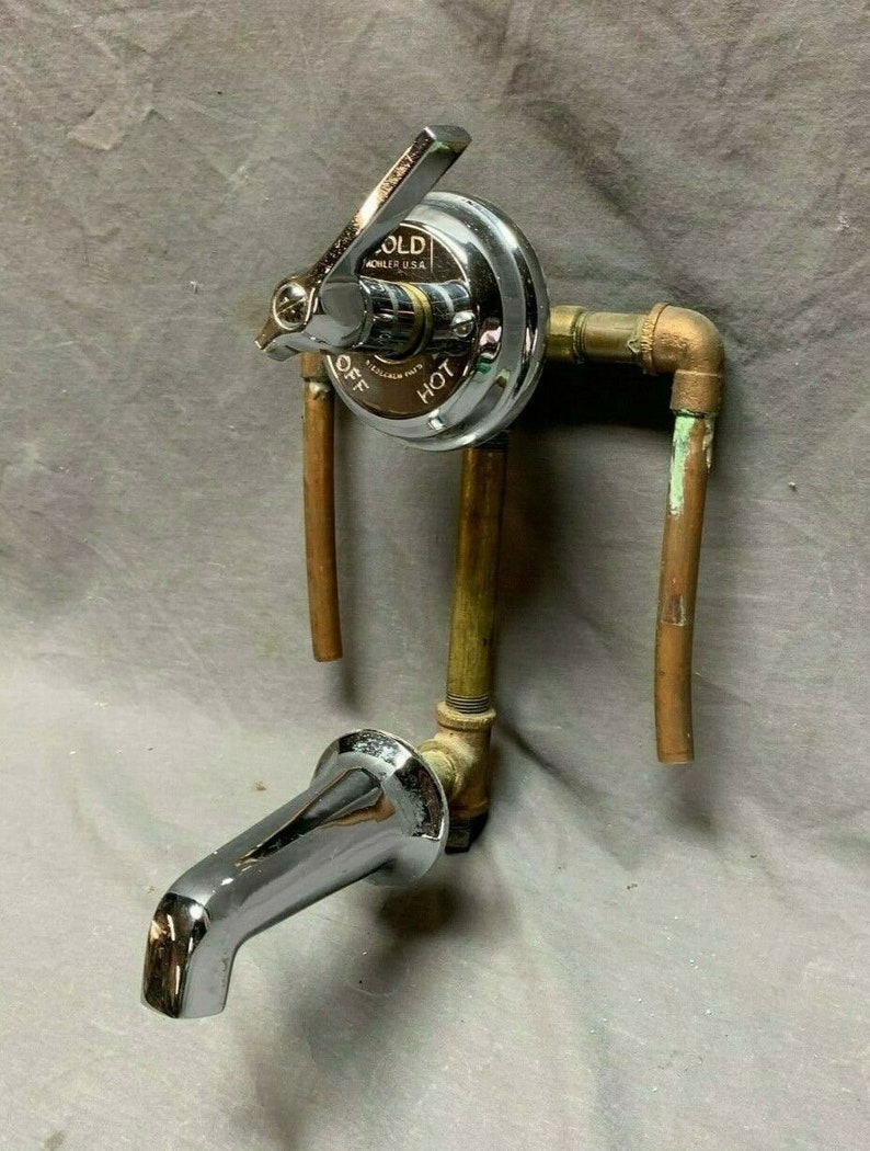 Antique Chrome Brass Bathtub Faucet Valve Mixer Old Vtg Kohler Etsy