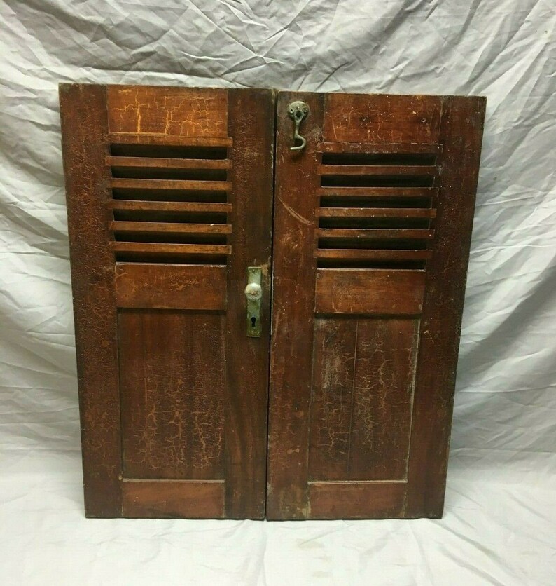 Pair Vtg Boat Cabinet Doors Nautical Mahogany Cupboard 12x26 Etsy