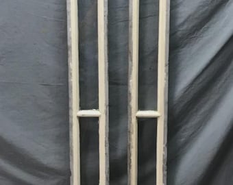 Antique Pair Narrow Wood 5x79 Entryway 4 Lite Glass Sidelights Vintage Old 1382-25B