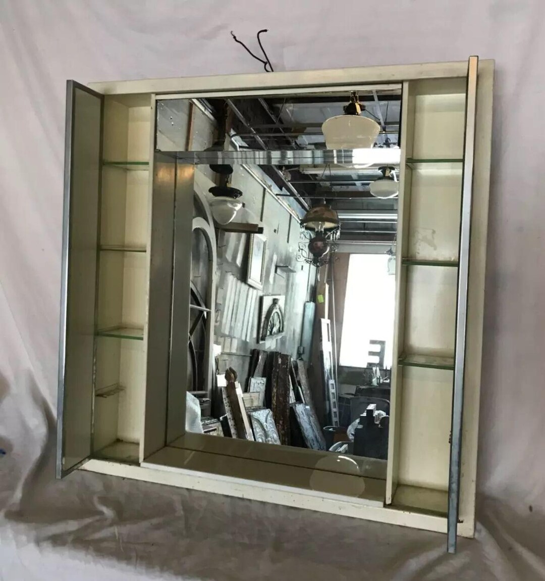 Recessed Shadowboxes Mid Century Recessed Double Door Shadow Box Medicine Cabinet Mirror Old ...
