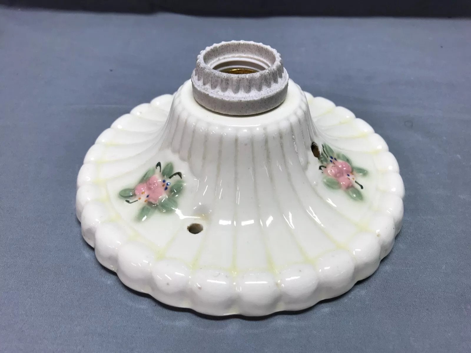 フラワーランプ VTG Flush Mount Porcelain Ceiling Light Shabby Floral Chic Old