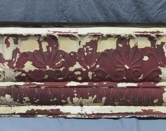 1 Antique 14x37 Shabby Tin Ceiling Cove Trim Decorative Architectural 554-24B