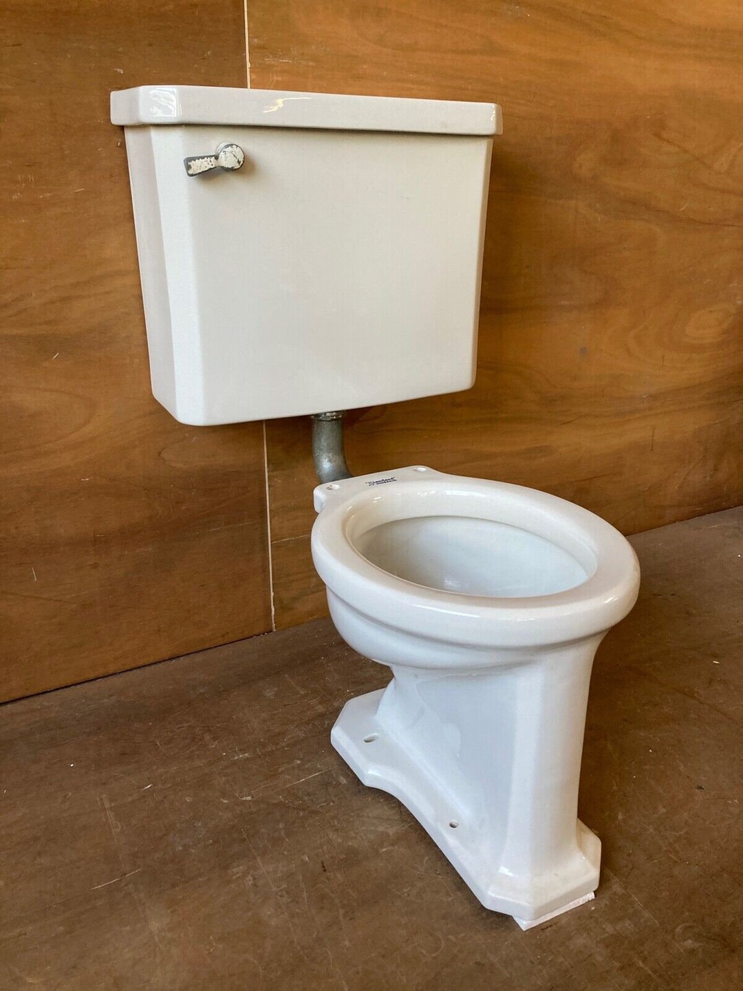 Vtg Mid Century White Porcelain Toilet Tank Lid Bowl Old Deco Standard