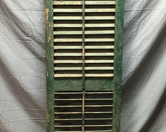 Single Antique Window 18x60 Louvered Door Shutter Pantry Shabby Vintage 530-26B