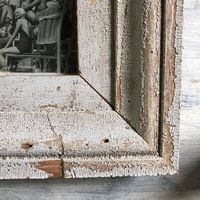 Oversized 1890/'s wood molding picture frame 4x6 Gray /& white 6-19-7