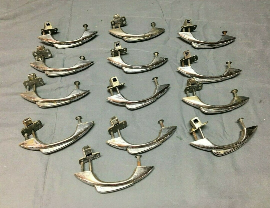 Set of 13 VTG Deco Push Button Door Old Chrome Hardware Handles