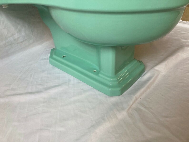 Vtg Mid Century Ceramic Deco Low Boy Toilet Jadeite Ming Green Etsy