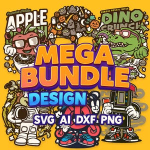 Mega T-Shirt Design Bundle – 10,000+ svg png dxf ai pdf jpg AI Retro Vintage Cartoon Graphic Tees Clipart Commercial Use Cricut Sublimation