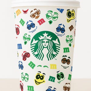 Motif M&M’s Emoji Coloré | Fichier PNG Cup Wrap | Gobelet Type Starbucks | Cricut, Silhouette, DIY Impression