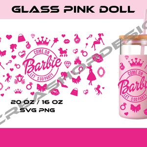 Wrap princess Pink pour Verre | SVG PNG pour Cricut | Motif de Fête magie