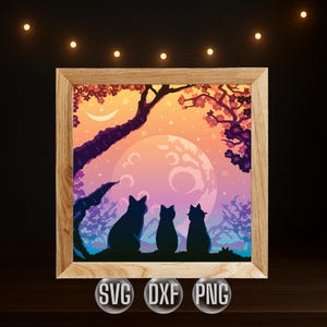 Moon Cat Lightbox SVG Template — 3D Layered Shadow Box for Cricut & Silhouette