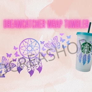 Attrape-Rêves & Papillons Dégradé Pastel SVG | Bohème Zen | Cricut, Gobelet Starbucks, Sublimation, DXF PNG, Verre Tumbler