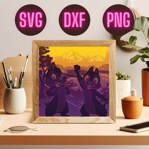 Ecureuils - Paysage Enchanté en Couleurs pour cricut dxf svg , Illustration Vectorielle pour Décoration Murale Paper cut