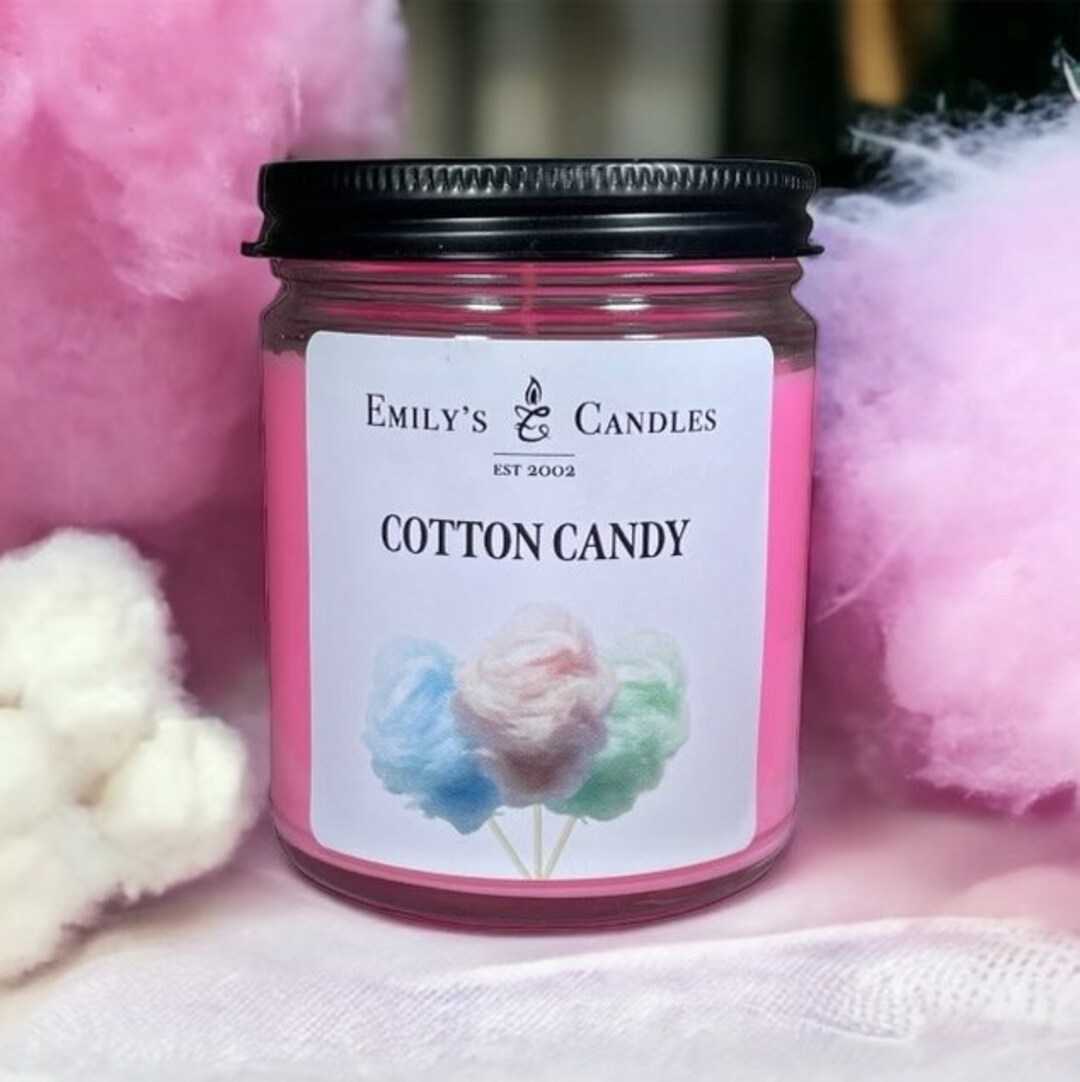 9oz Cotton Candy Candle, Hand Poured Soy Wax, Made in USA, 100% Cotton Wick  