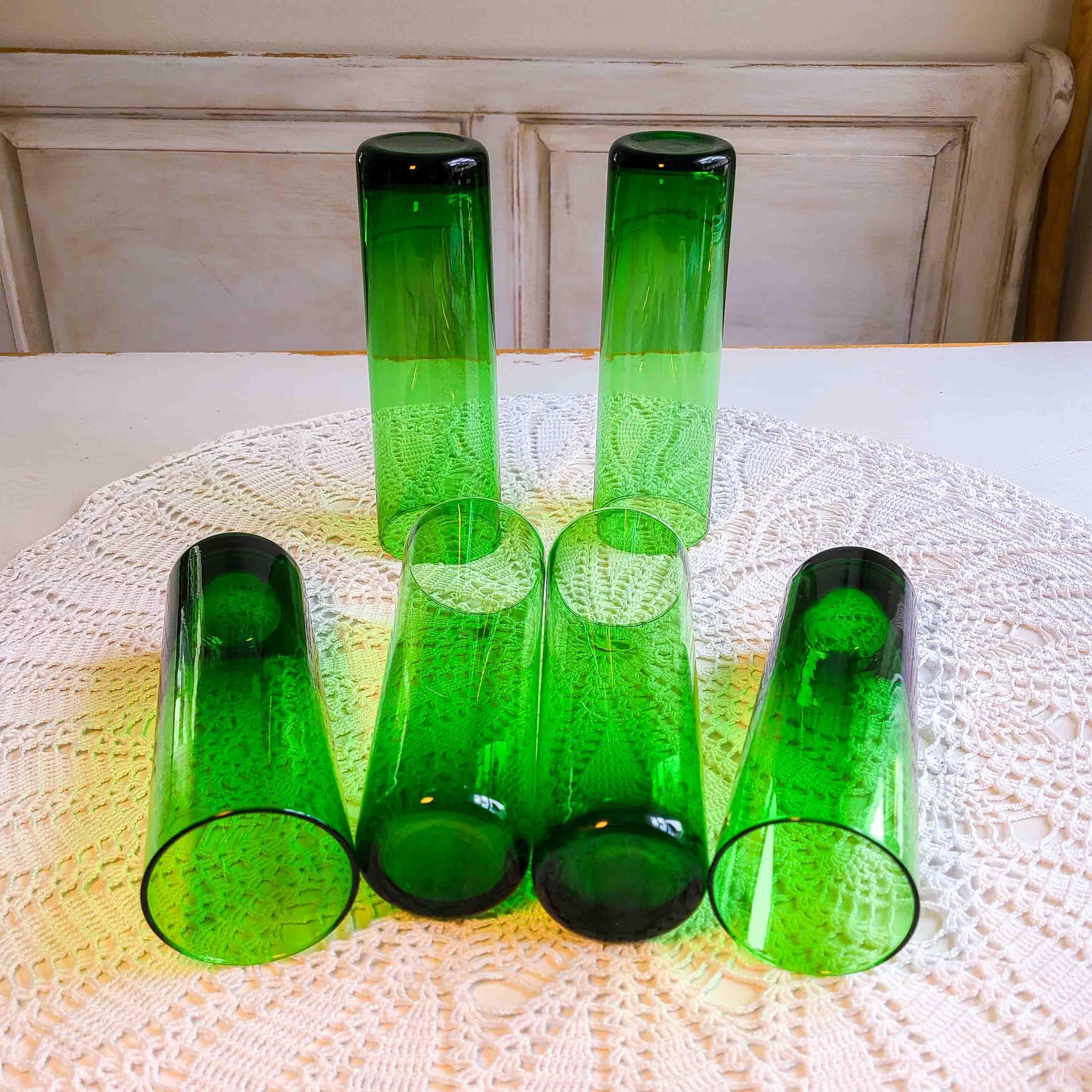 RECYCLED GLASS MADE IN SPAIN グリーン系ボトル3個 RECYCLED GLASS MADE IN SPAIN グリーン系ボトル3個