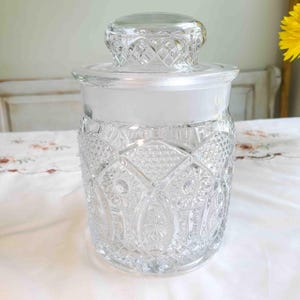 Antique Clear Pressed Glass Biscuit Jar