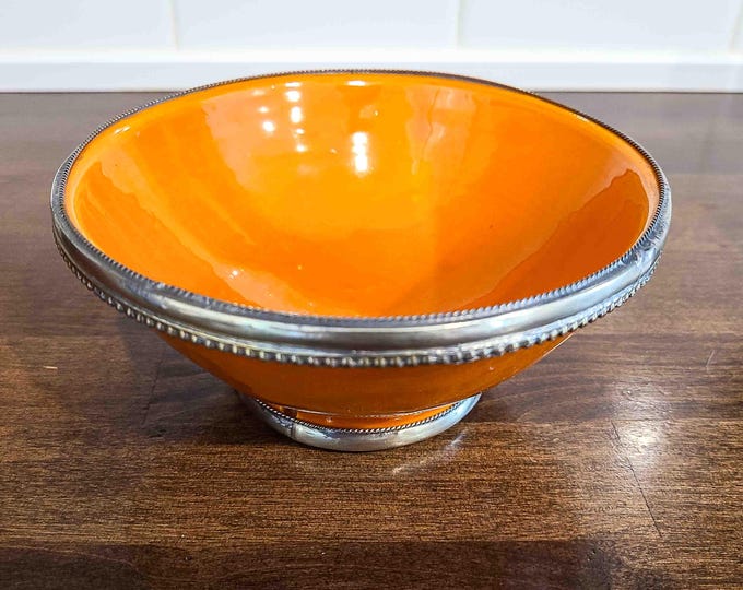 Marrakesh Ceramic Orange Decorative Bowl- Vintage, Hand Made, Trimmed ...