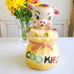 Vintage Pig in a Poke  Ceramic Cookie Jar - American Bisque - Mid Century