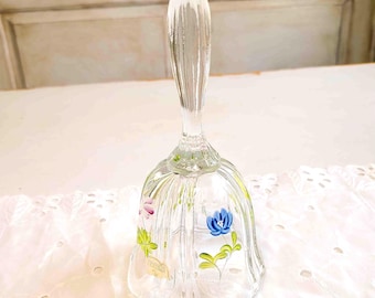 Vintage Fenton Art Glass Bell - Hand-Painted Floral Signed by Artist