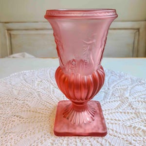 Vintage Imperial Glass Azalea Pink Satin Glass Vase - Art Deco