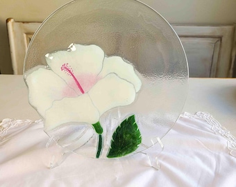 【Peggy Karr】USA  作家  ガラスプレート  大作  サインあり Peggy Karr PKG Birds Fused Glass Art Glass Plate Platter 13.75