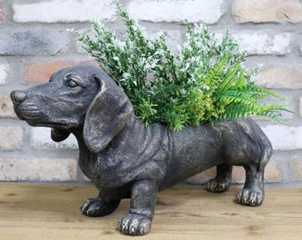 sausage dog dachshund garden planter indoor or outdoor use
