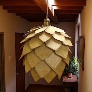 Handmade Wood Pinecone Pendant Light: Rustic Farmhouse Lighting