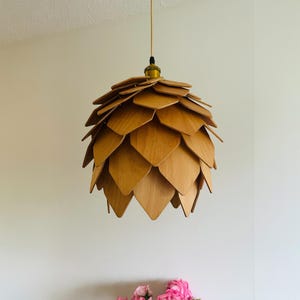 Pine Cone Wood Chandelier: Modern Farmhouse Pendant Light
