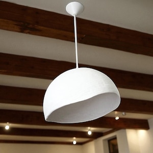 Handmade Plaster Pendant Light: Rustic Farmhouse Hanging Lamp