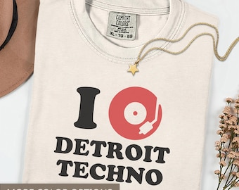 I Love Detroit Techno T-Shirt - Elektronische Musik Vinyl DJ Rave Tee - Weiche Komfort Farben