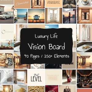Kit de tablero de visión de vida de lujo, más de 250 elementos, tablero de visión imprimible, estilo Girl Boss, riqueza y una vida tranquila, descarga instantánea