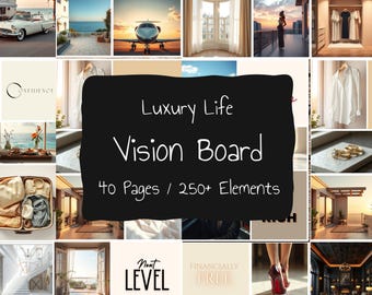 Luxury Life Vision Board Kit, 250+ Elements, Printable Vision Board, Girl Boss, Wealth & Soft Life Aesthetic, Instant Download